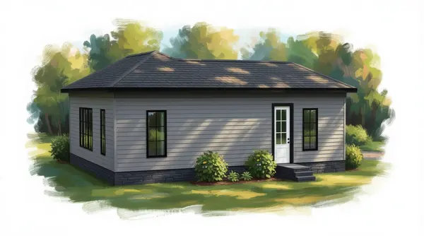 Dark 3-Bed Compact Home exterior render