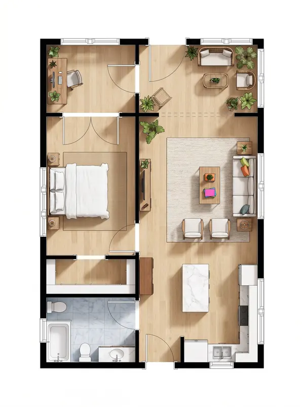 Compact Bright 1-Bed Home floorplan