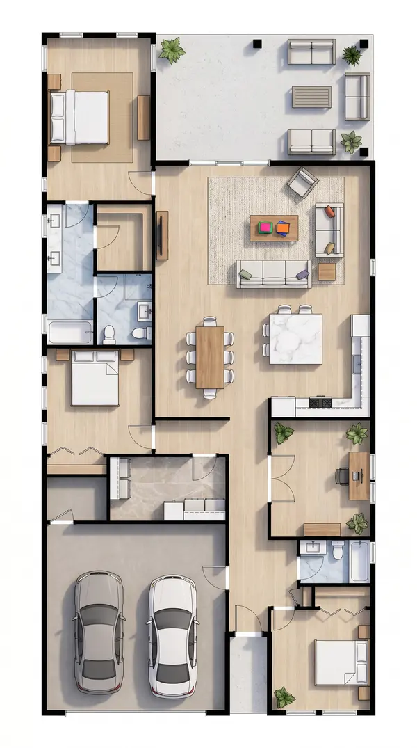 Bright 3-Bed with Garage floorplan
