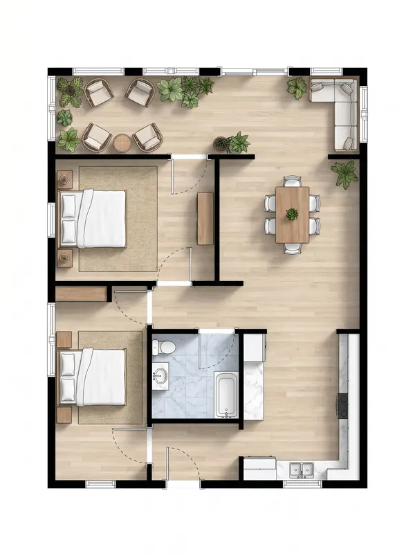 Bright 2-Bed Retreat floorplan