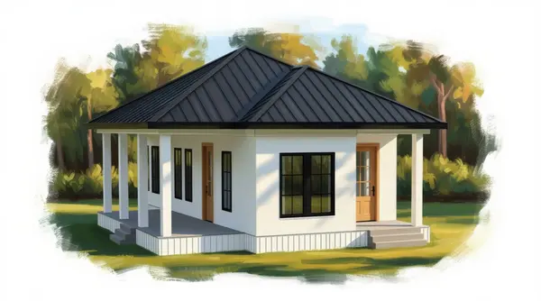 Bright 1-Bed with Porch exterior render