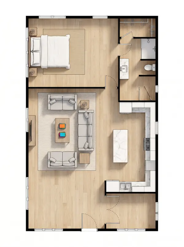 Spacious Bold 1-Bed floorplan