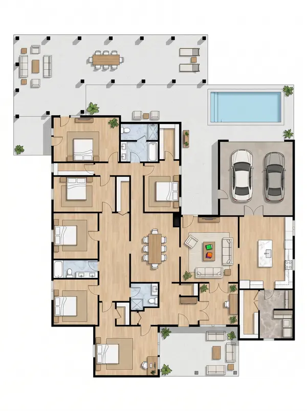 Spacious 6-Bed Dark Home floorplan