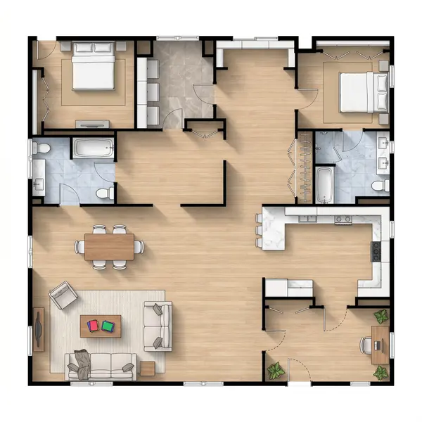 Sleek Bright 1-Bed floorplan