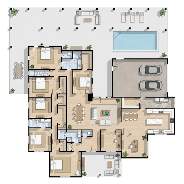 Sprawling 6-Bed Dark floorplan