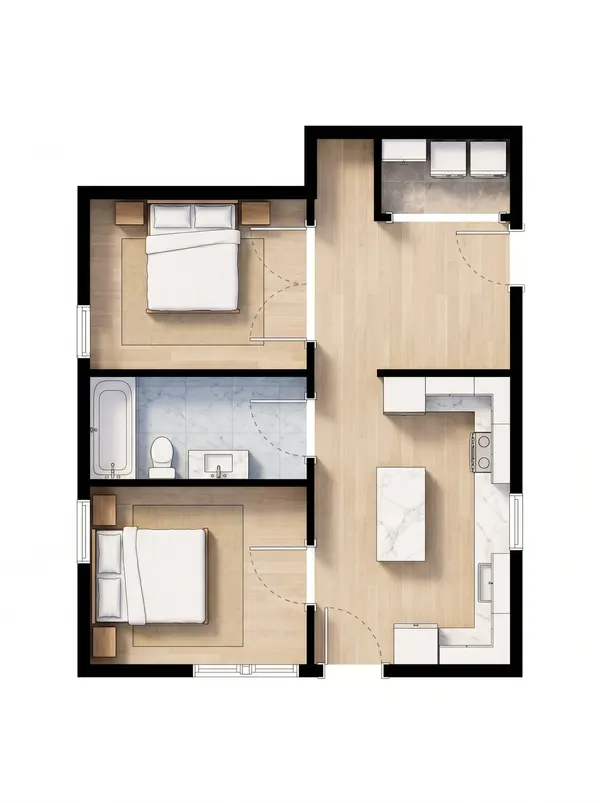 Compact Bright 2-Bed floorplan