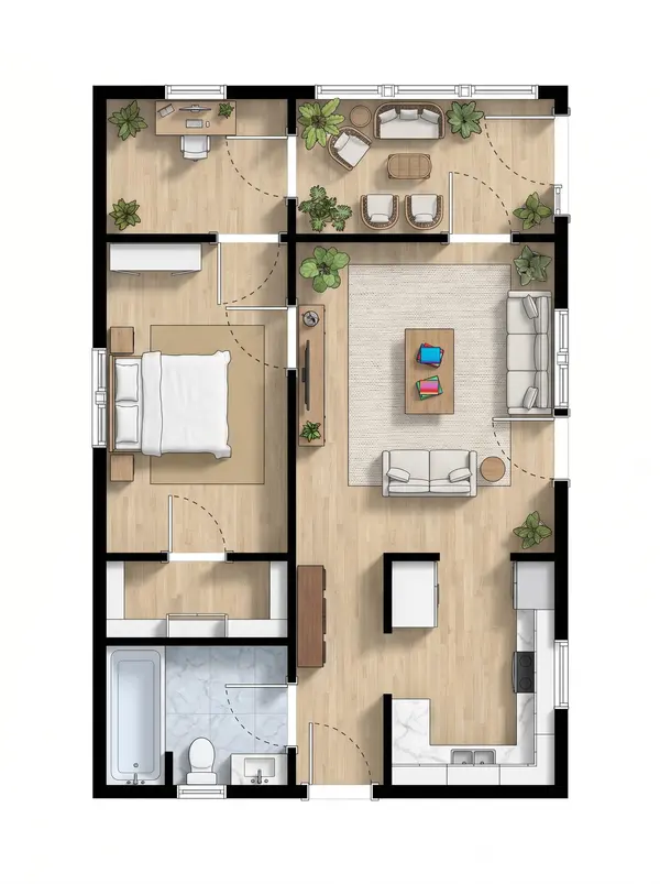 Cozy Earthy 1-Bed floorplan