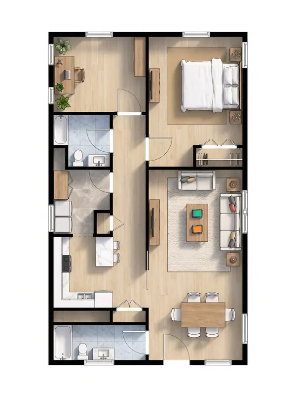 Bright 1-Bed House floorplan