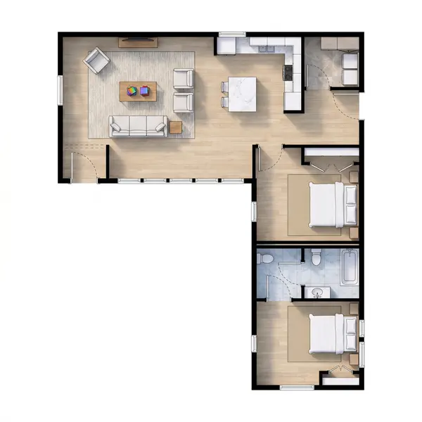Cozy Earthy 2-Bed floorplan