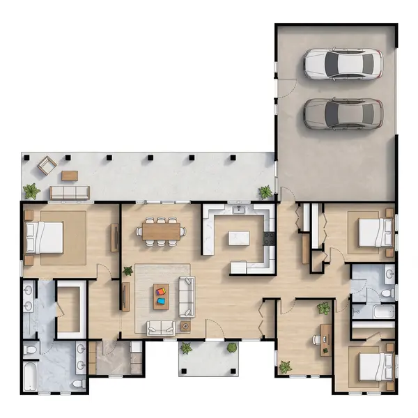 Spacious Earthy 3-Bed Ranch floorplan