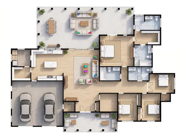Bright 4-Bed Home with Covered Porch floorplan