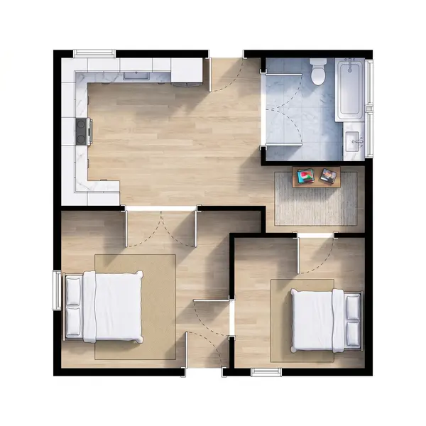 Cozy Earthy 2-Bed floorplan