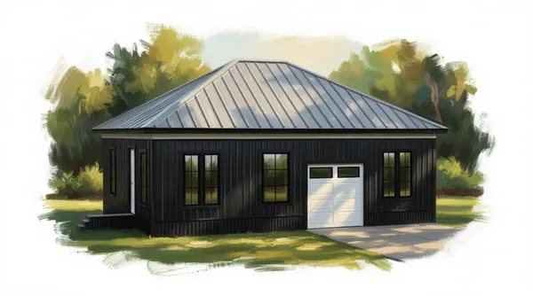 Compact Dark 1-Bed Home exterior render