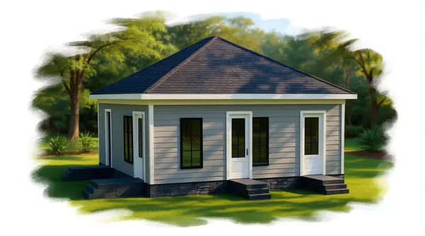 Compact Classic 2-Bed Home exterior render