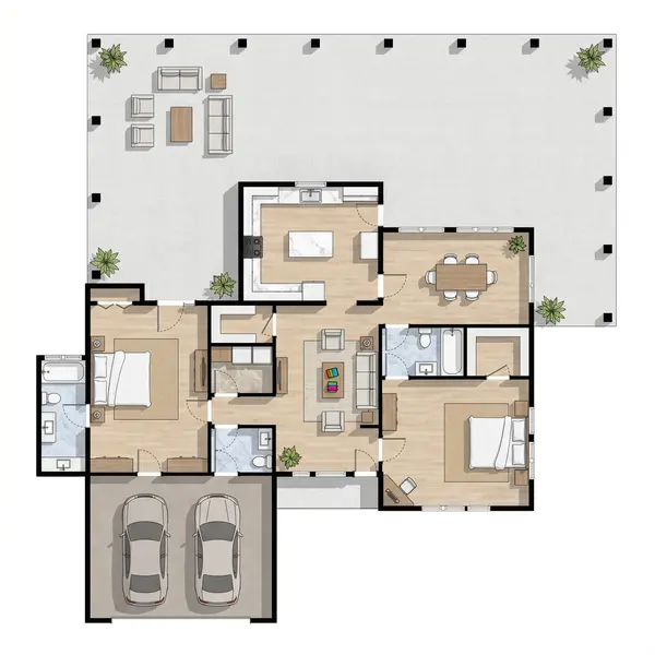 Spacious Earthy 2-Bed House floorplan