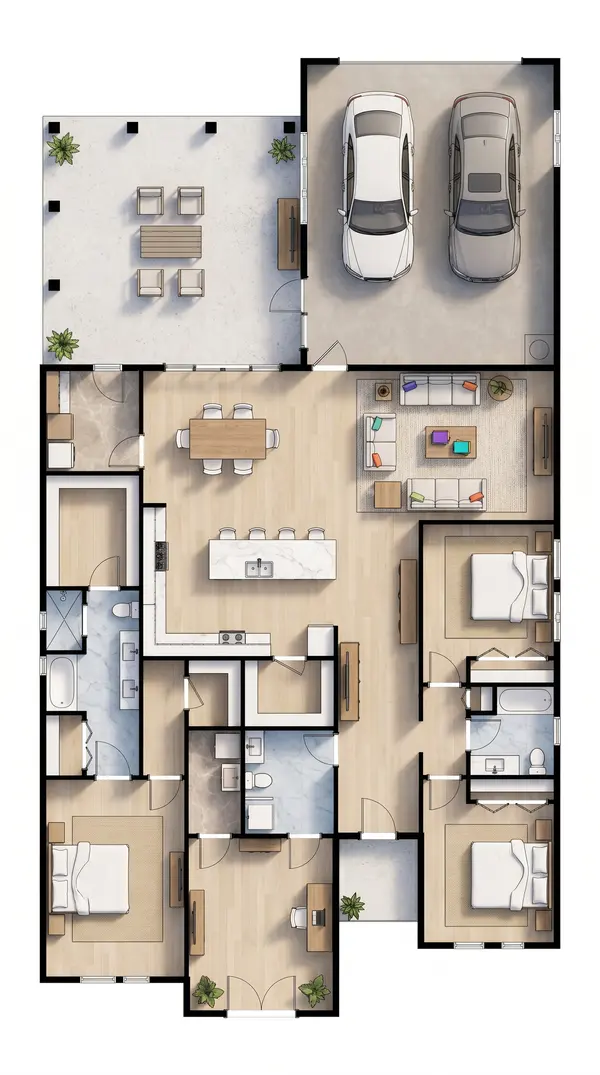 Spacious Earthy 3-Bed Home floorplan