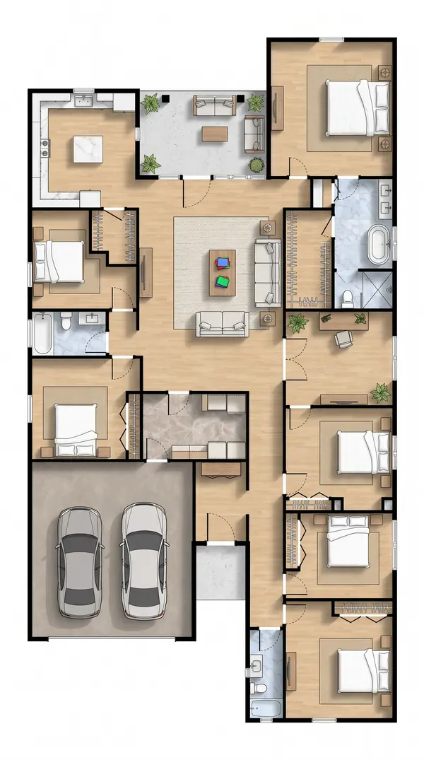 Spacious Dark 6-Bed House floorplan