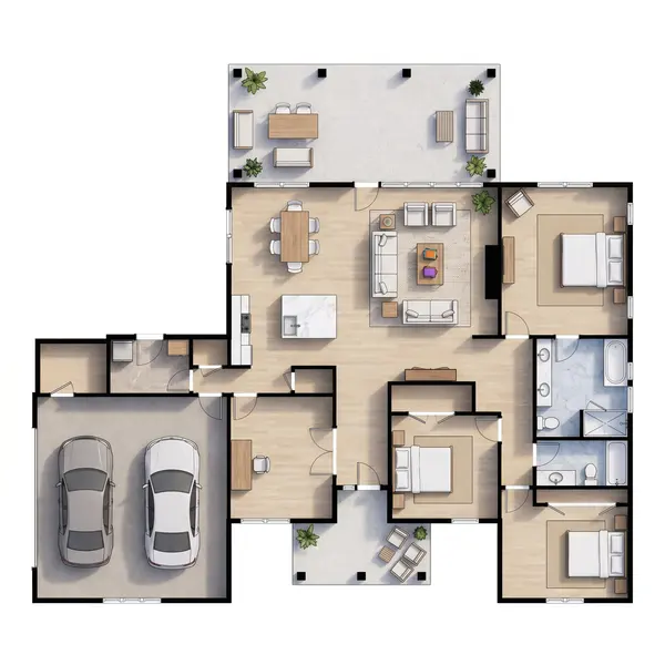 Bright 3-Bed Ranch House floorplan