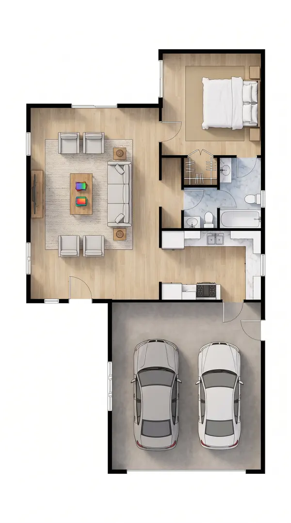 Cozy 1-Bed Earthy Home floorplan