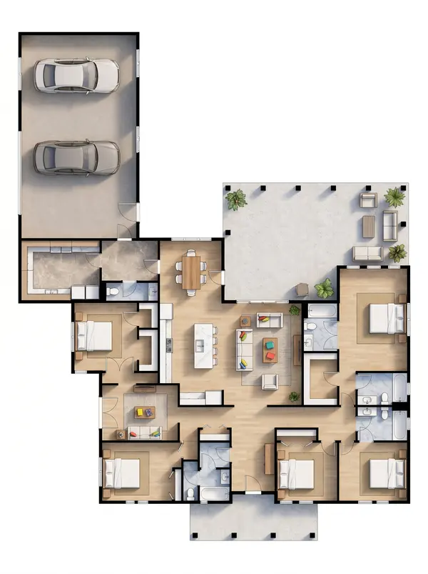 Spacious 6-Bed Earthy floorplan