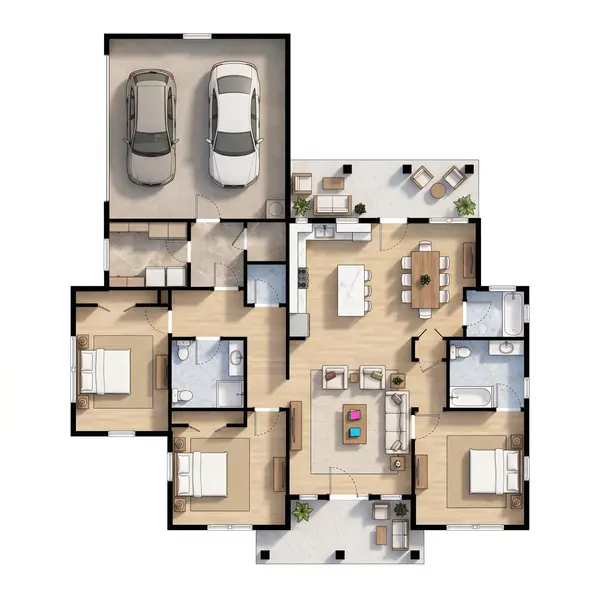 Classic 2-Bed Home with Porch floorplan