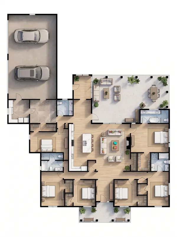 Bright 6-Bed with Large Garage floorplan