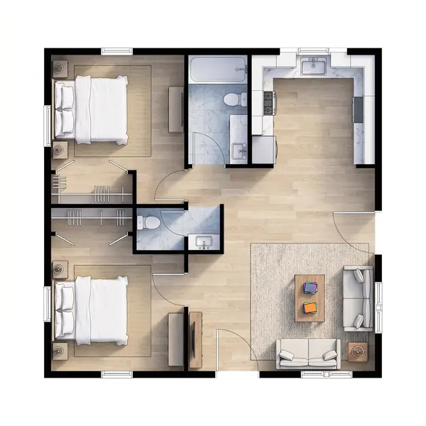 Cozy Earthy 2-Bed House floorplan