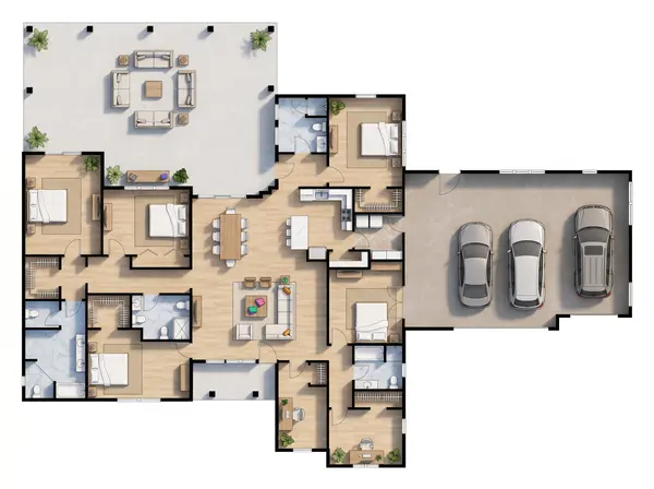 Bright 6-Bed with 3-Car Garage floorplan