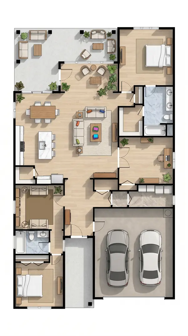 Spacious Earthy 2-Bed floorplan
