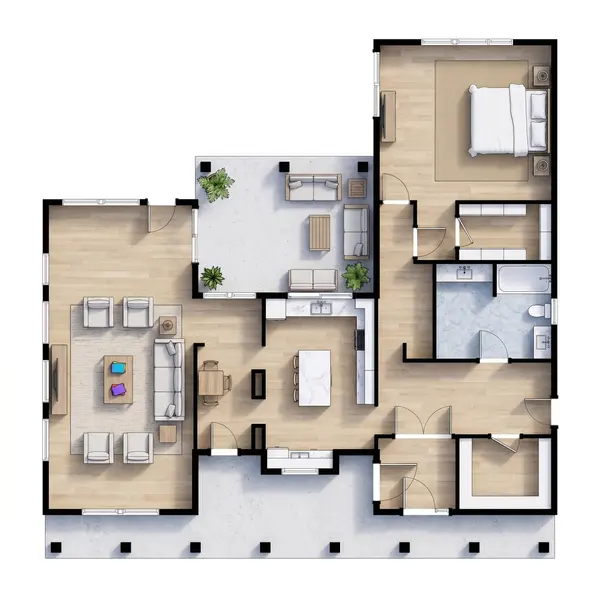 Cozy Earthy 1-Bed floorplan