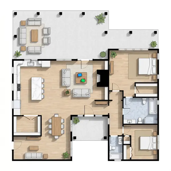 Spacious 1-Bed Earthy floorplan