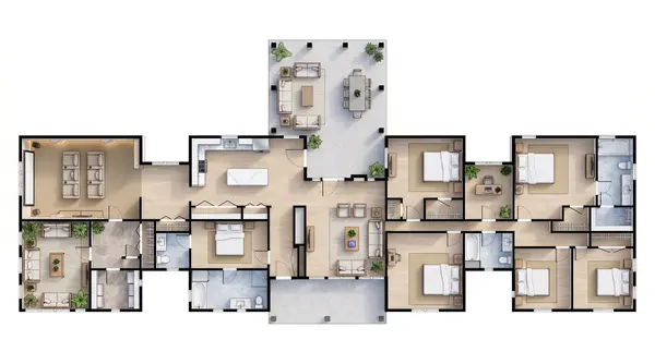 Bright 6-Bed Ranch floorplan