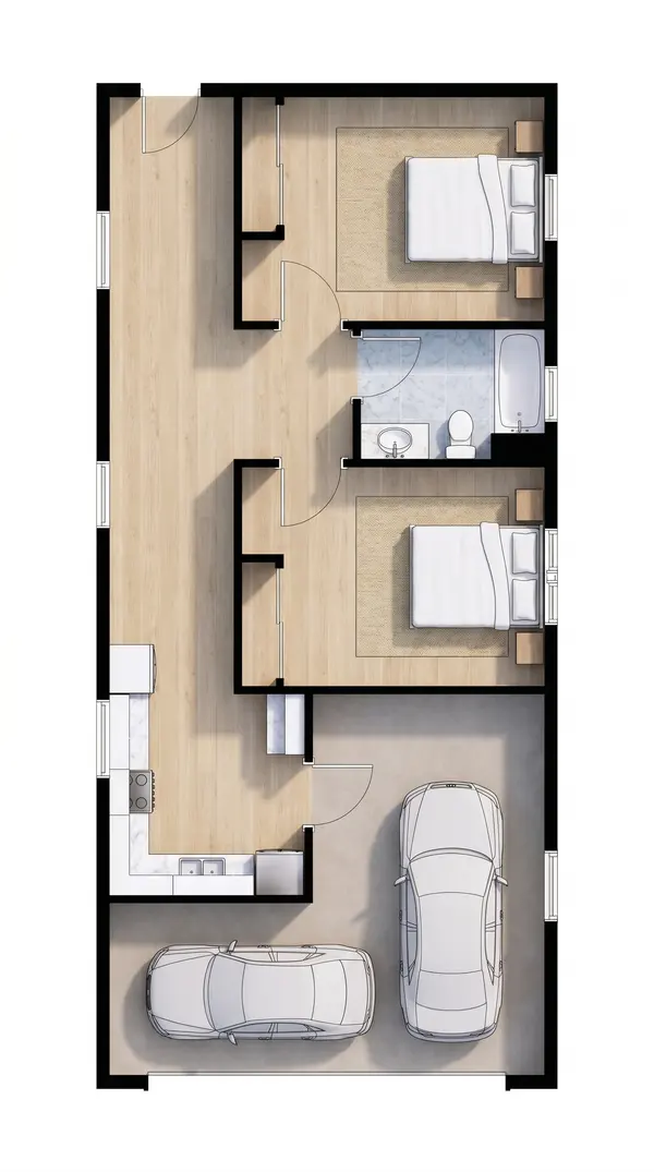 Compact Bold 2-Bed floorplan