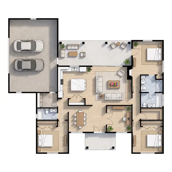 Bright 3-Bed House Plan floorplan