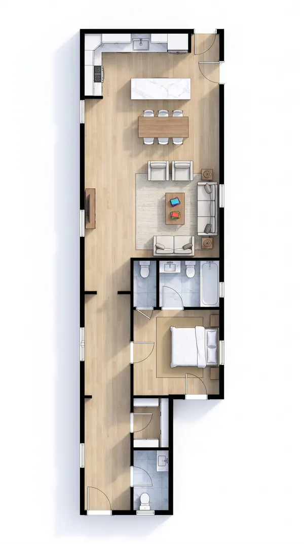 Spacious Bright 1-Bed Home floorplan