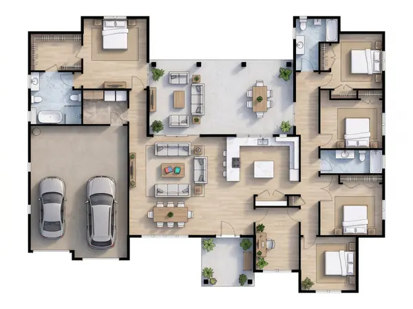 Spacious Dark 5-Bed Ranch floorplan
