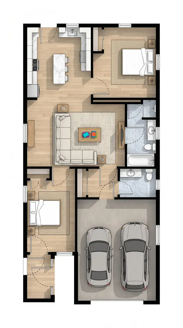 Cozy Earthy 2-Bed Home floorplan
