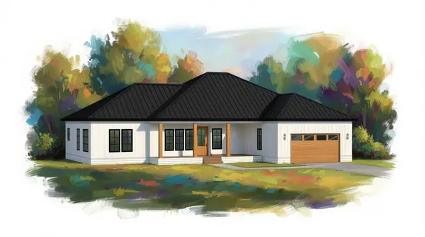 Bright 3-Bed with Covered Porch exterior render