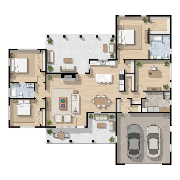Bright 3-Bed with Covered Porch floorplan