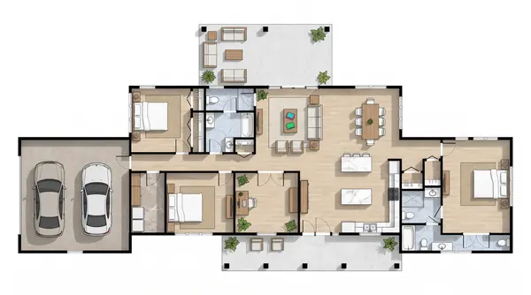 Bright 3-Bed Ranch House floorplan