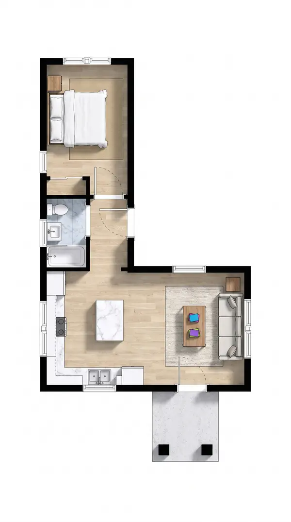 Compact Dark 1-Bed floorplan