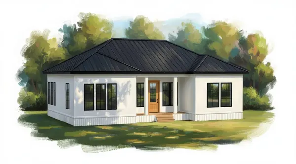 Bright 1-Bed Home with Porch exterior render