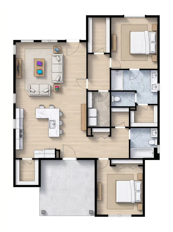 Bright 2-Bed with Porch floorplan