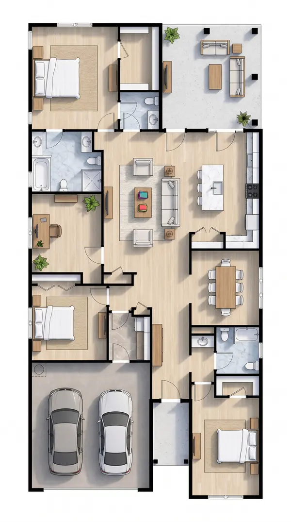 Earthy 3-Bed Home floorplan