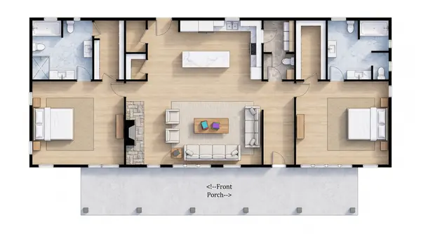 Spacious Bright 2-Bed floorplan