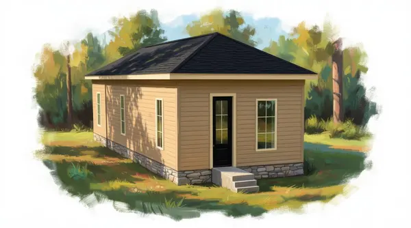 Compact Earthy 1-Bed House exterior render