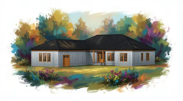 Bright Industrial 4-Bed House exterior render