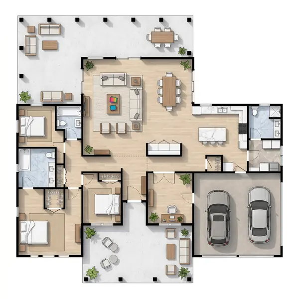 Classic 3-Bed with Covered Porch floorplan
