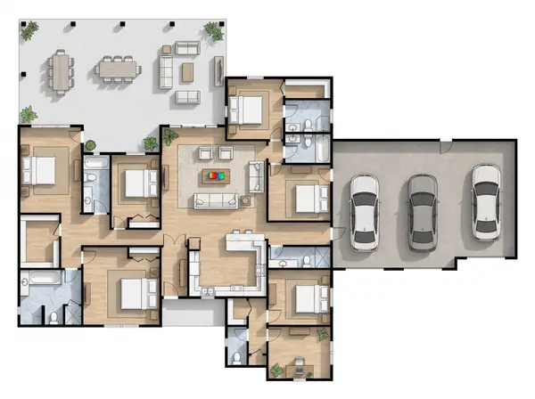 Bright 6-Bed with Garage floorplan