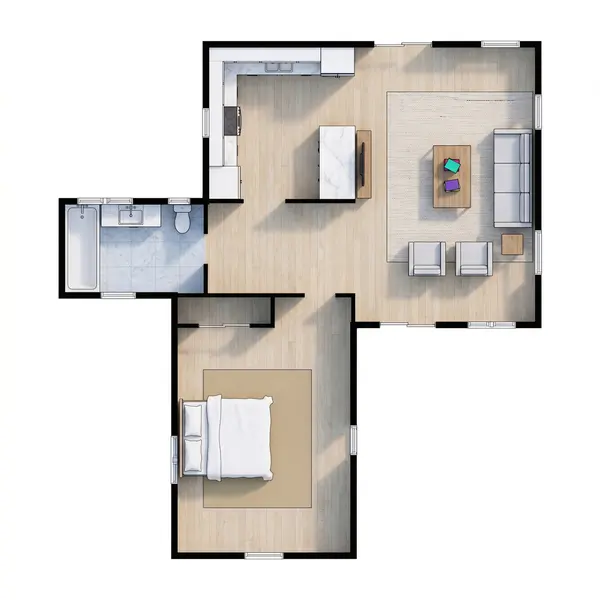 Compact Bright 1-Bed floorplan
